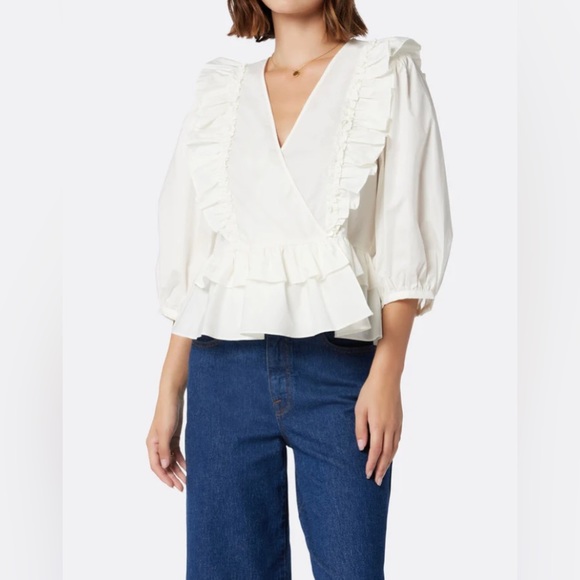 NWT JOIE WOMENS PEPLUM BLOUSE SIZE MEDIUM IN WHITE - Picture 10 of 13